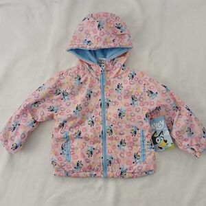 Bluey Girl's Windbreaker Jacket Pink And Blue Toddler Size 2